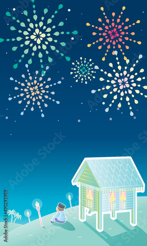 A Raya festival vector with serene village feels. 