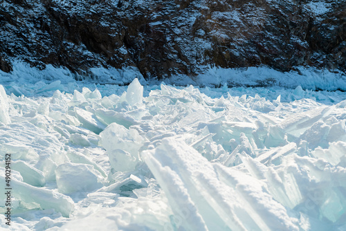 pack ice in the Baikal lake, Siberia