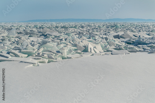pack ice in the Baikal lake, Siberia