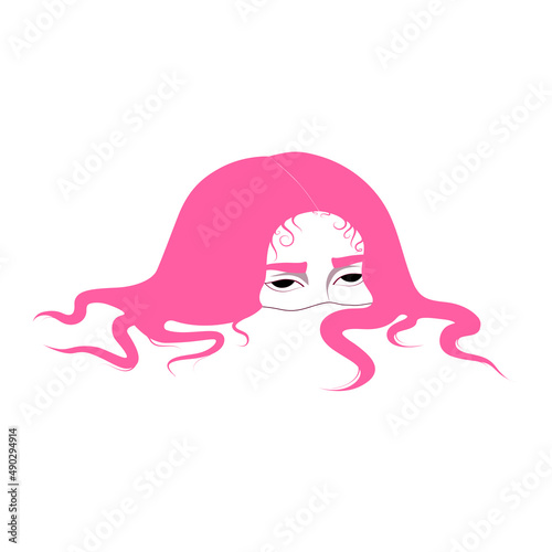 a girl in the water with her half-face out from it