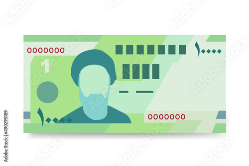 Iranian Rial Vector Illustration. Iran, Afghanistan, Hajj, Syria money set bundle banknotes. Paper money 10000 IRR. Flat style. Isolated on white background.