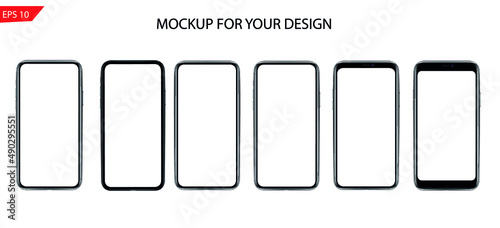 Realistic smartphone mockup. mobile phone vector with blank screen isolated on white background, phone, business, apple, cellphone, app, application  Vector illustration