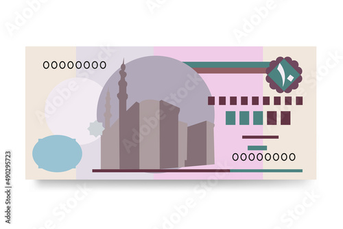 Egyptian Pound Vector Illustration. Egypt, Gaza Strip money set bundle banknotes. Paper money 10 EGP. Flat style. Isolated on white background. Simple minimal design.