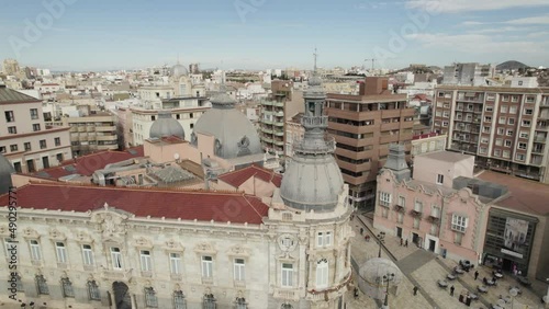 Cartagena City hall building on downtown of Spanish city. Parallax motion photo