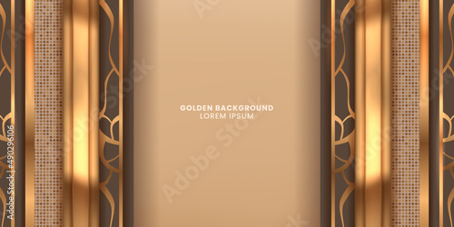 Elegant gate enter with golden luxury metal ornament ornate for background concept