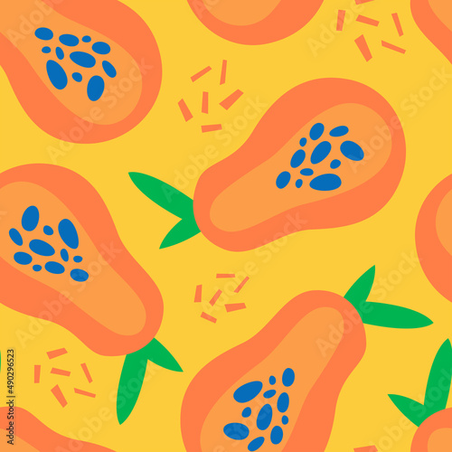 Papaya seamless vector pattern
