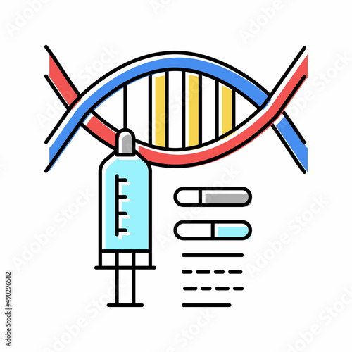 syringe molecular genetic color icon vector illustration