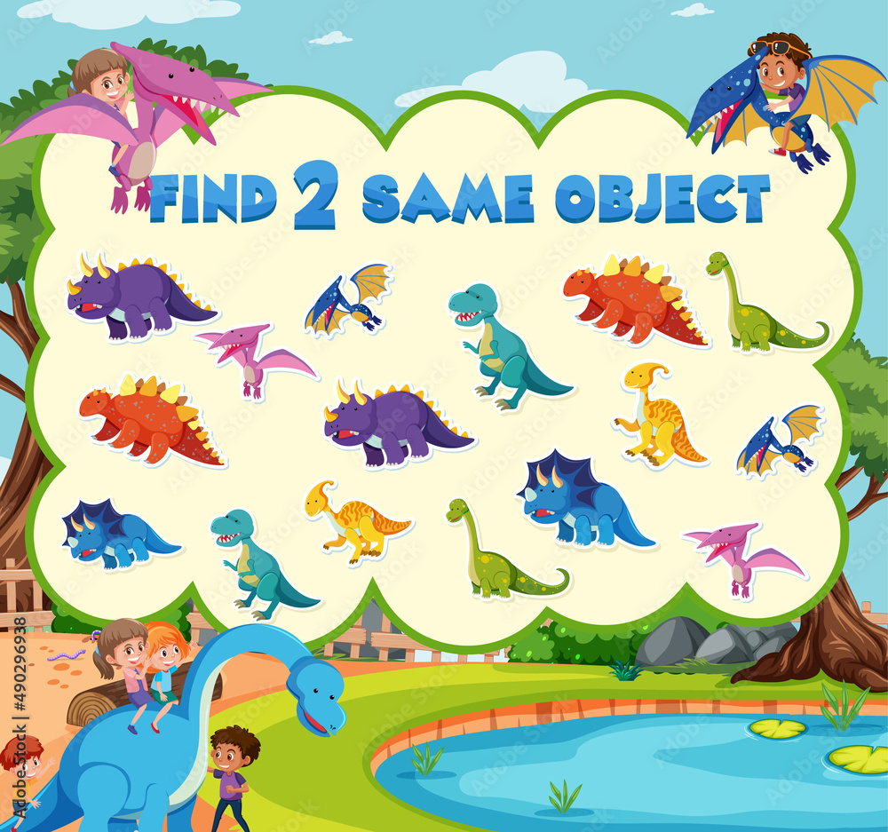 Obraz premium Find object game template of dinosaur