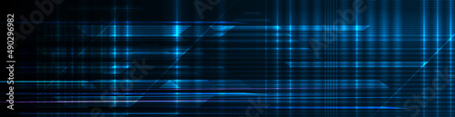 Vector abstract lines pattern design and light effect. High speed movement and motion blur over dark blue background. Illustration futuristic, Cyber hi tech connection technology, cyberspace concept