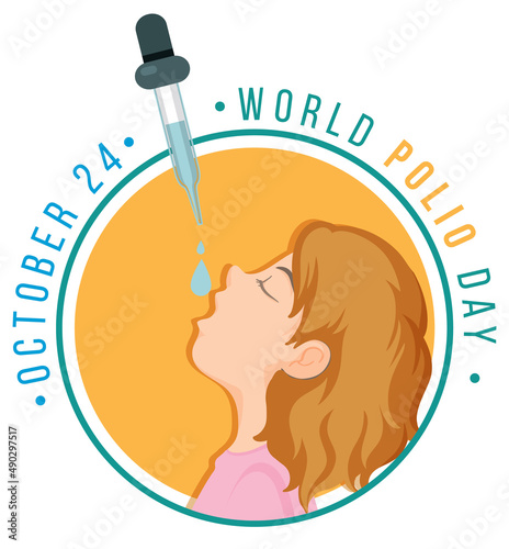 World Polio Day typography design with polio vaccine dropping photo