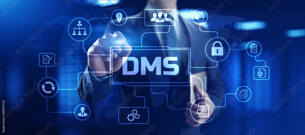 DMS Document management system business technology concept. DMS Document management system business technology concept.