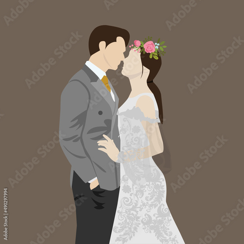 bride and groom on wedding day
