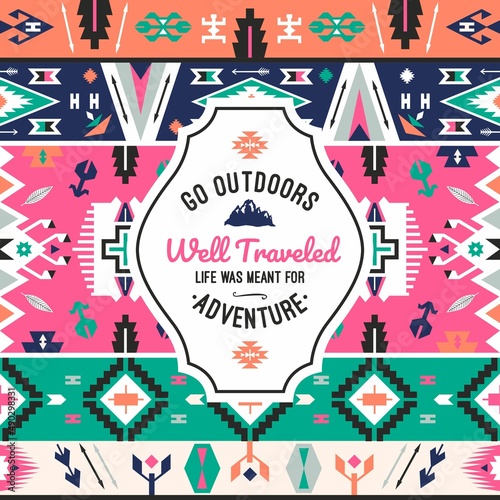 Native aztec seamless pattern. Tribal colorful design