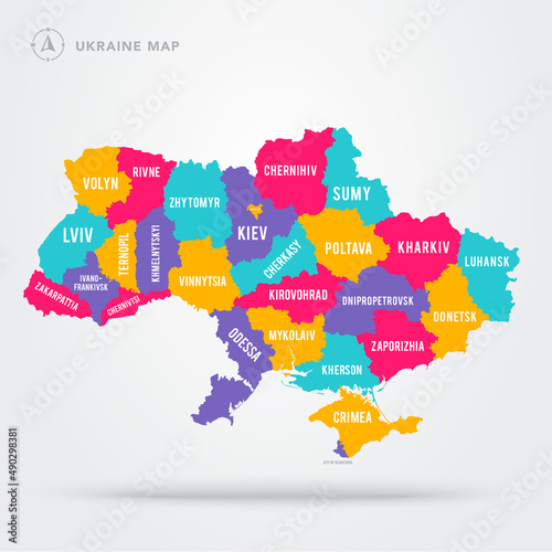 Vector Illustration Map Of The Ukraine With Province And Names