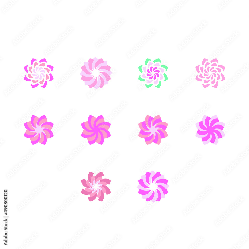 Isolated pink vector blossom flower icon and logo