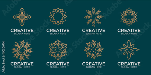 hand drawn flower logo set