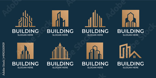 gold color building logo collection