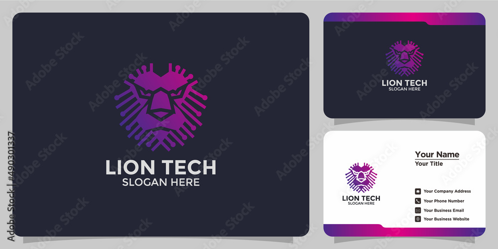 Fototapeta premium modern technology lion design logo