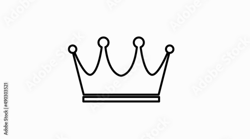 Crown Icon. Vector isolated linear black and white crown illustration