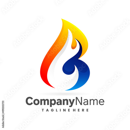 B logo with fire concept