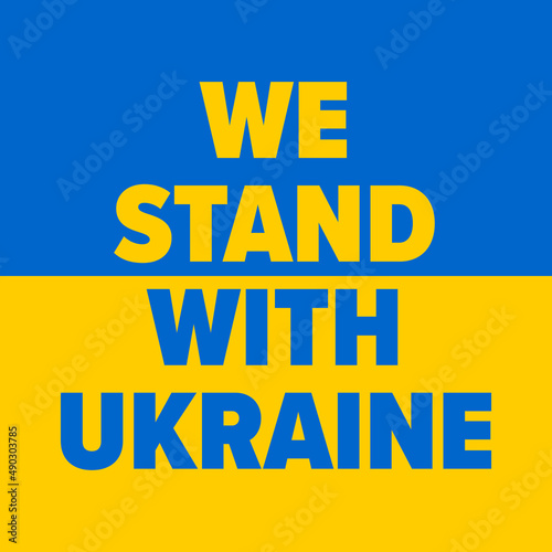 WE STAND WITH UKRAINE Poster or Banner with Bold Text on Ukraine Flag Background