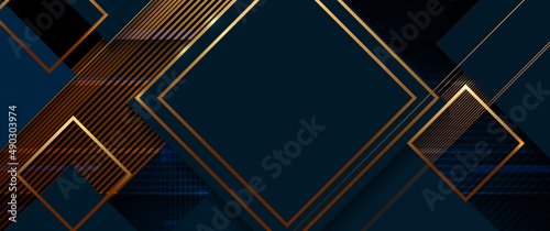Vector modern graphic design, presentation background. Illustration art, geometric shape, gold color line pattern with blue and black colours background. Luxury decoration for cover, template, banner