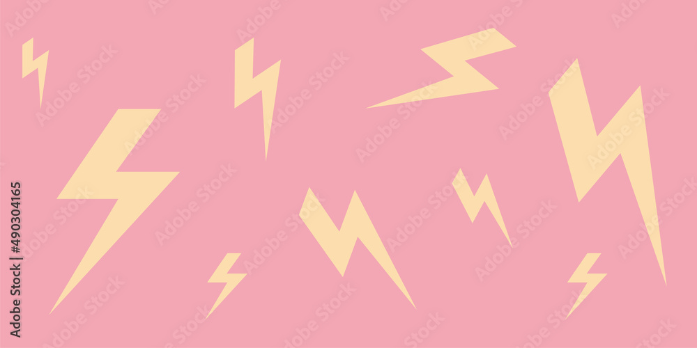 Poster with lightning on a pink background in a flat style. . Vector illustration Poster with lightning on a pink background in a flat style. . Vector illustration