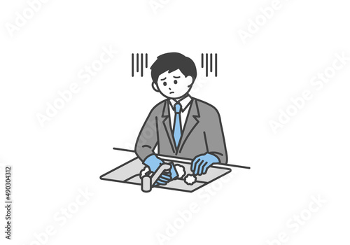 パワーハラスメントを受けているビジネスパーソンのイラスト素材（過小な要求）