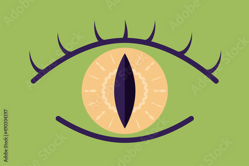 The symbol of the All-seeing eye, the voice of fate, the symbol of clairvoyance, gift, magical powers, flat style. Vector illustration