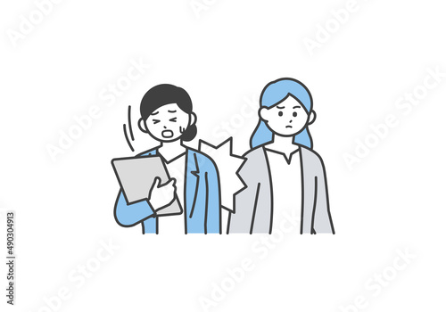 身体的な攻撃を受けるビジネスパーソンのイラスト素材