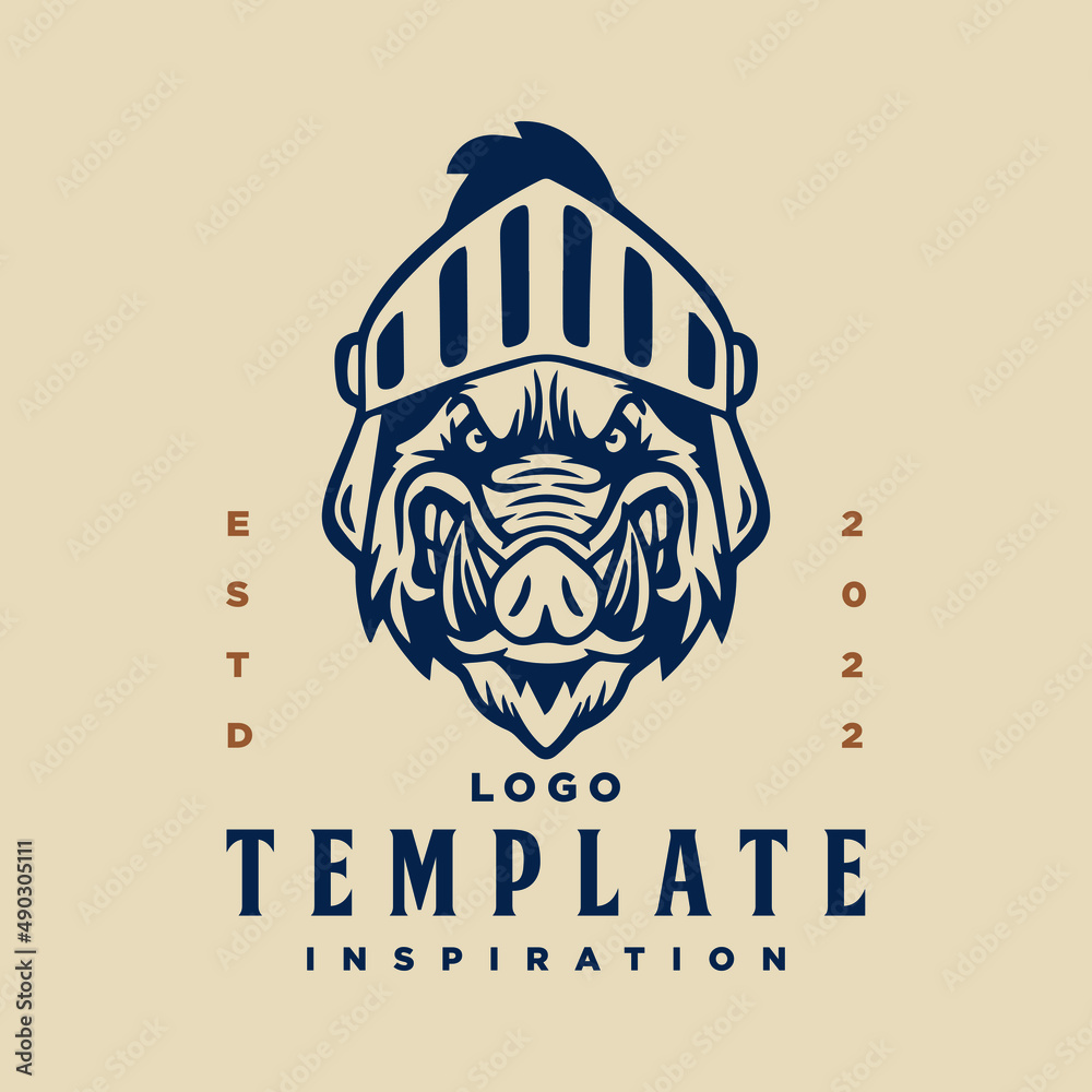 Obraz premium war boar warrior logo template. vector
