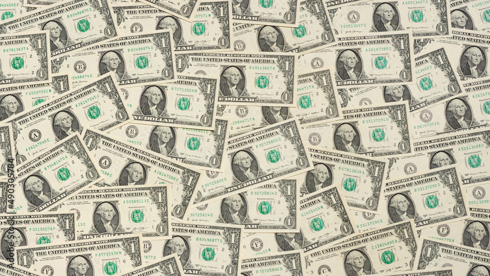 One dollar banknotes texture background One dollar banknotes texture background