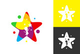 Illustration Vector Graphic of Kid Reaching Star Logo. Perfect to use for Education Company
