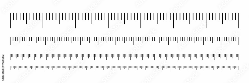 Vector illustration of different size indicators isolated on white background. Set of measure instrument lines in flat style. Horizontal measuring scale. Markup for rulers. Bar level meter template. Vector illustration of different size indicators isolated on white background. Set of measure instrument lines in flat style. Horizontal measuring scale. Markup for rulers. Bar level meter template.