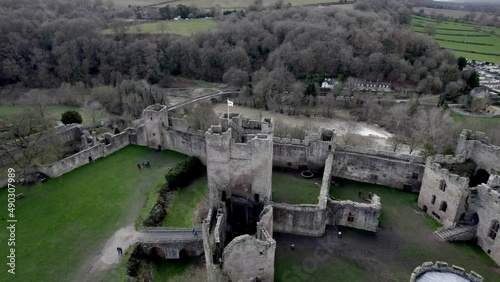 Ludlow Castle shropshire drone view in winter 2022 photo