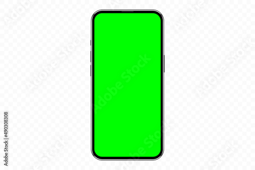 Realistic mobile phone mockup with green screen chromakey, cellphone app template. Isolated stock vector