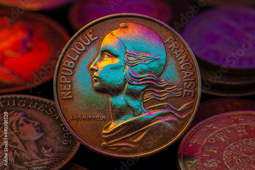 French Republic Lagriffoul 20 Centime Coin 1963 Macro Close Up