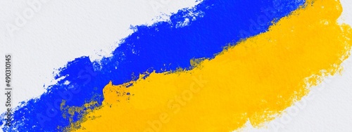 Abstract Ukraine flag colours  Blue and yellow brush elements  stop war Russia conflict  graphic background for protest against war  military conflict  Russian invasion