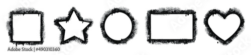 Spray paint graffiti stencil in different shape. Vector grunge frames