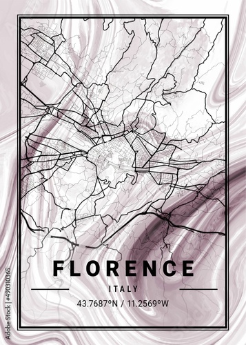 Fotografia Florence Orchids Marble Map