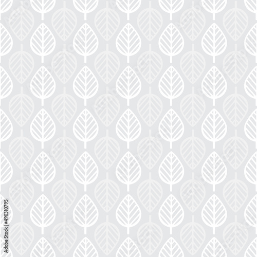 White leaves pattern. Floral decorative design seamless background.