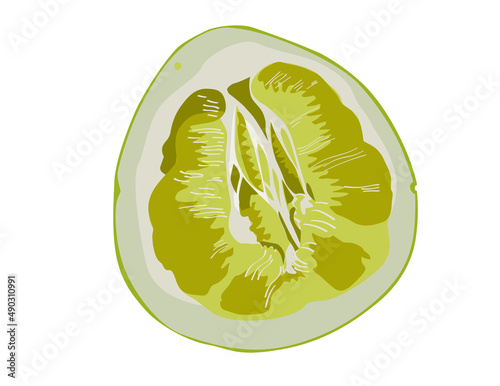Fresh juicy yellow yellow pamelo cut