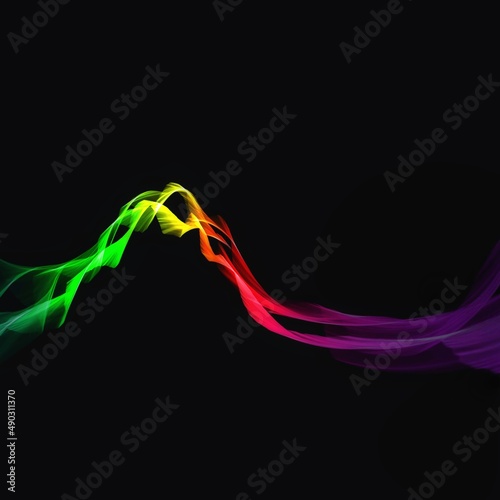 カラーグラデーションの光の波のイラスト