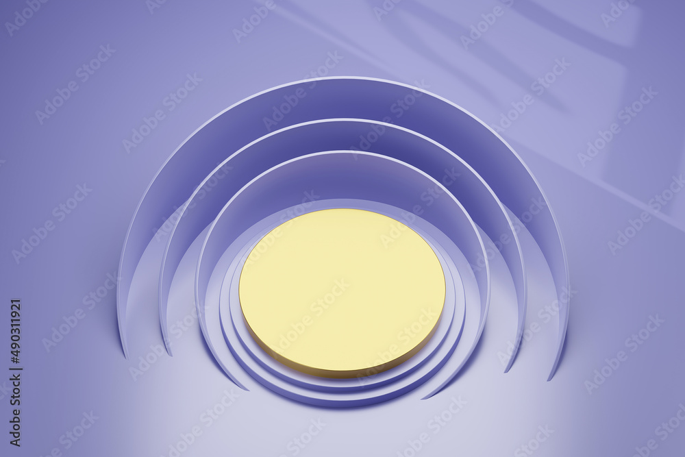 Fototapeta premium Very pery background with golden podium, 3d render.