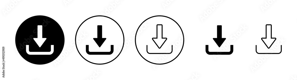 Download icons set. Download sign and symbol