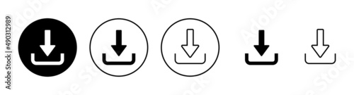 Download icons set. Download sign and symbol