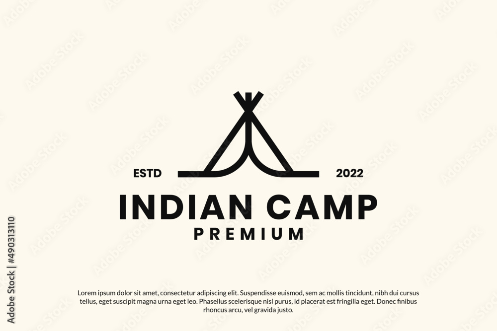 Indian home camp lines culture logo design vector icon symbol illustration