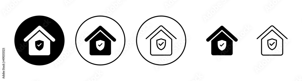 home insurance icons set. home protection sign and symbol home insurance icons set. home protection sign and symbol
