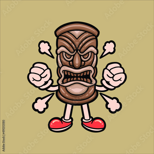 angry tiki cartoon vector design