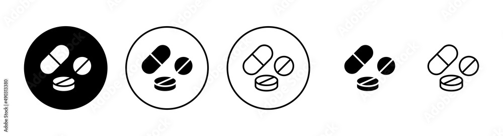 Pills icons set. capsule icon. Drug sign and symbol